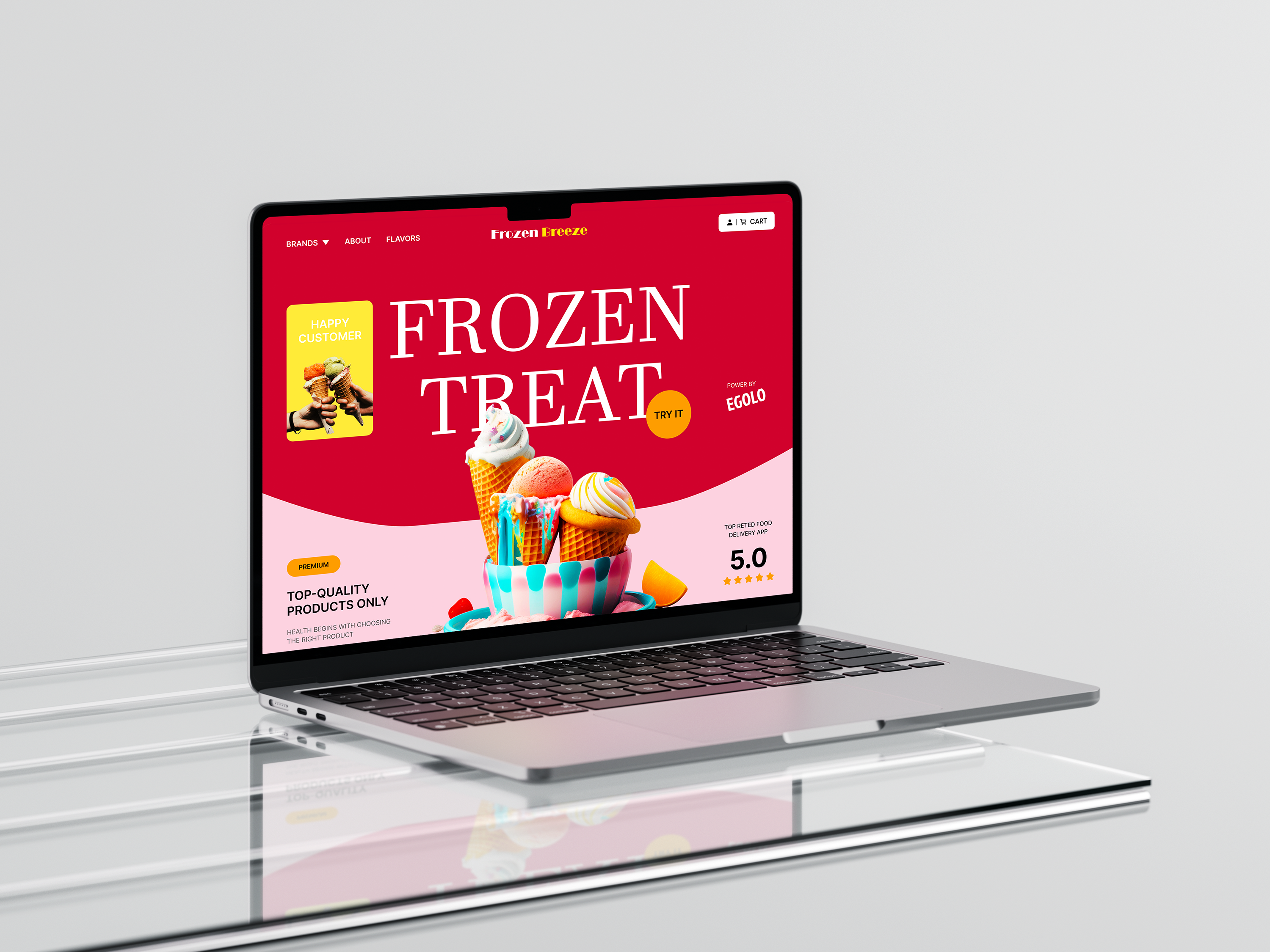 Frozen Treat – UI/UX Design for a Modern Ice Cream Brand branding ecommerce figma template ice cream ice cream store ice cream ui ice cream website landing page modern web website design