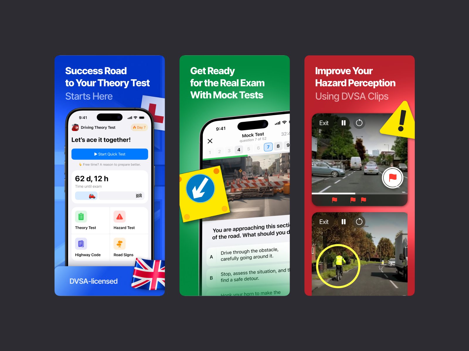 Theory Test App screenshots app store aso branding car design figma graphic design illustration iphone learner mobile modern play market screenshots theory test typography ui uk ux