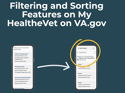 Filtering & Sorting Features on MHV - VA.gov portfolio ux