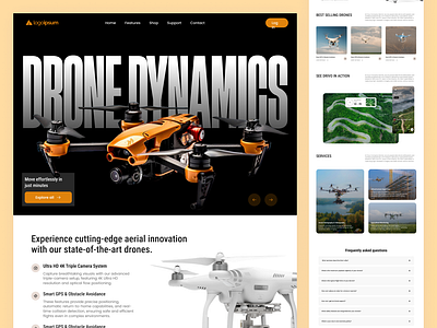 Drone E-Commerce Store for Drones & Aerial Tech 3d design services drone dronetech e commerce store graphic design landing page modern ui motion ui saas shopify swan design agency tech ui ui design ui ux website website design