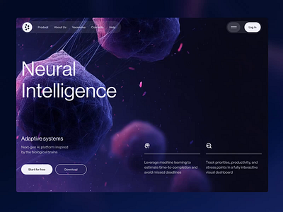 NeuroCell - AI Platform Webpage 3dvisuals aiplatform animation darkmode futuretech heroheader landingpage machinelearning midjourney neuralnetworks saasdesign techdesign ui ux webdesign