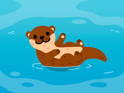 Otter animal branding cartoon character cute design digital flat funny hello illustration kawaii logo mascot otter river sweet swim vector water