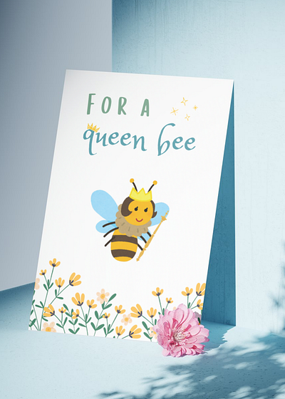 Homemade Card - For a queen bee card design illustration
