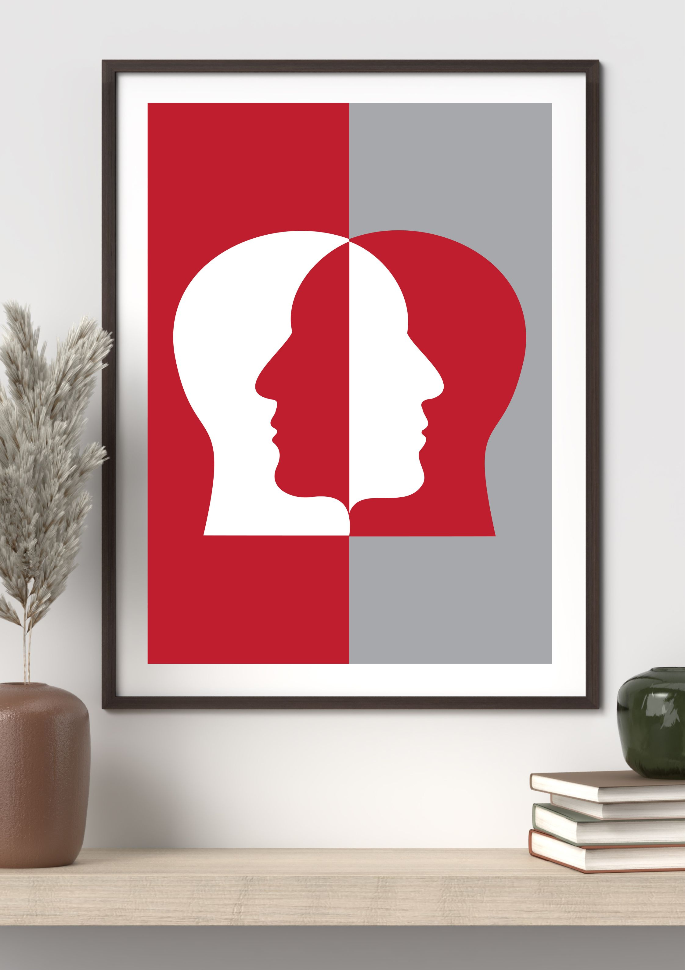 Symmetry Face Poster – Modern Minimalist Poster abstract face design art contemporary art print design digital art digital illustration dribbble art dribbble portfolio graphic design illustration illustrator line art illustration mental health art minimalist poster design photoshop poster design procreate vector wall decor