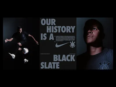 Corinthians x Nike: "Our History is a Black Slate" Campaign ad advertising brand identity branding branding design clean dark dark mode dark tone encouraging modern modern design motivation nike sports sports branding sports inspires