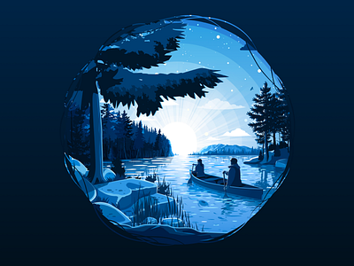 Killarney adventure blue canada canoe circle hiking illustration killarney landscape mapsbyjeff nature negative ontario prokopenko travel trip wild wilderness