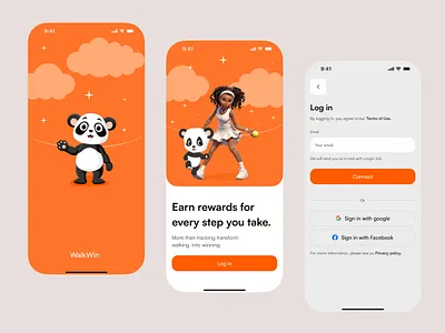 walk & earn – steps to cash App Design activity tracker app design cashback app daily steps fitness app fitness rewards health app login screen minimalist design mobile app mobile app design mobile ui money earning app motivation app onboarding screen rewards app step tracker walking app wellness app