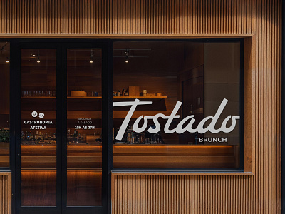 Tostado Identity branding design download identity logo mockup mockups psd restaurant store storefront template typography window