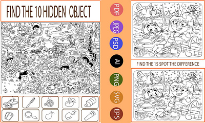 Spot the Difference - Black and White Illustration black and white branding gems graphic design illustration line art spot the difference