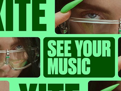 KITE - "See Your Music" Campaign Visuals ad advertising brand identity branding branding design clean clean layout company brand eye symbol eyes green design kite modern music inspired reen see your music typo typography