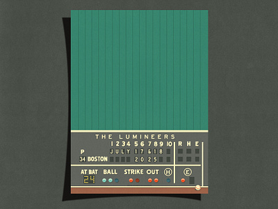 The Lumineers Fenway Park Band Poster band merch band poster baseball boston red sox branding colorado fenway park folk music green monster illustration logo manny ramirez merchandise music festival music industry outfield print retro rock poster vintage
