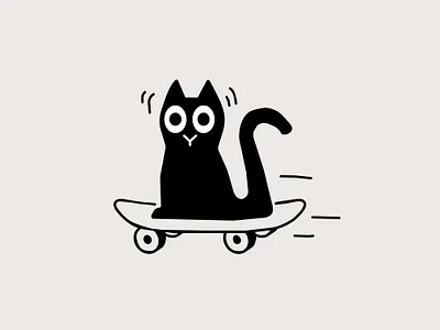 Gatto Turbolino animal black brand branding cafe cat coffee gatto illustration logo mascot shop skate skateboard speed turbo