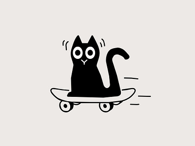 Gatto Turbolino animal black brand branding cafe cat coffee gatto illustration logo mascot shop skate skateboard speed turbo