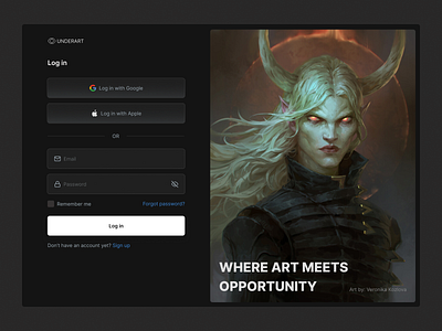 Digital art Portfolio website Log in Page Design & Prototype apple art black color button colors design figma google icon illustration login login page sign up text field text field design ui uiux ux website
