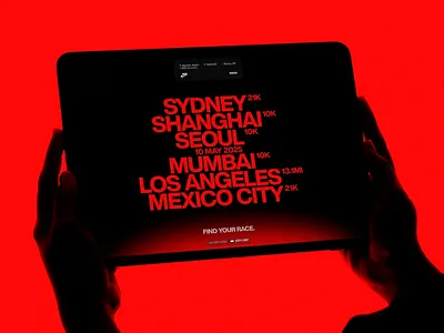 Nike Global Race Series - Digital Event Interface black brand design branding branding design color match creative design graphic design red red and black run ui ui design user experience user friendly user interface ux vibrant vibrant design