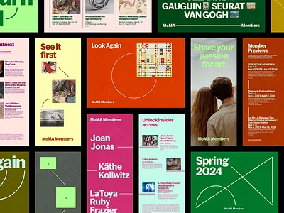 MoMA Members Campaign - Vibrant & Engaging Design System art museum collection colorful colorful design editorial design graphic design layout design membership design moma museum branding typo typographic design typography vibrant vibrant palette