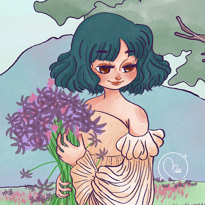 Flower field book illustration childrens book ilustration illustration