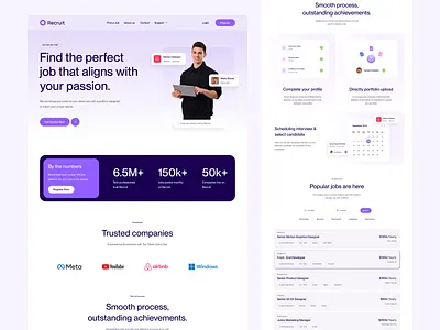 Recruit - Job Search Platform app appdesign branding design mobileapp ui uiux webdesign