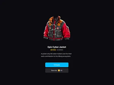 Burn wearable animation burn collectible credits gaming modal popup ui wearable web3