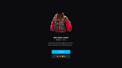 Burn wearable animation burn collectible credits gaming modal popup ui wearable web3