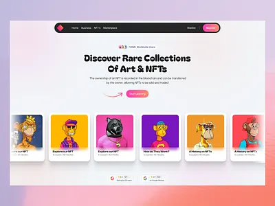 NFT Hero Section! crypto design digitalart metaverse nft nft landing page nft market place nfts ui uiesign uiuxdesign ux webdesign