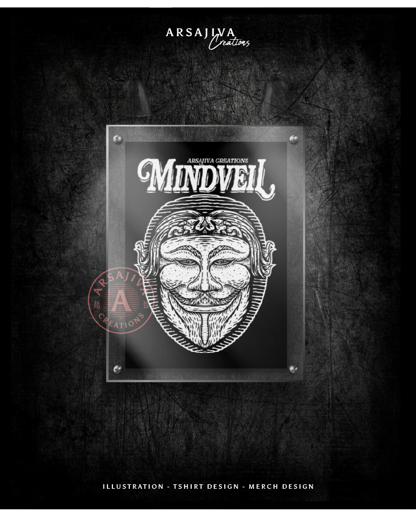 Mindveil - Illustration of an Anonymous mask anonymous artwork band illustration black illustration black white design branding cover album dark art engraving art etching hand drawn art illustration line art mask design merchandise mindveil poster design scratchboard tshirt design woodcut