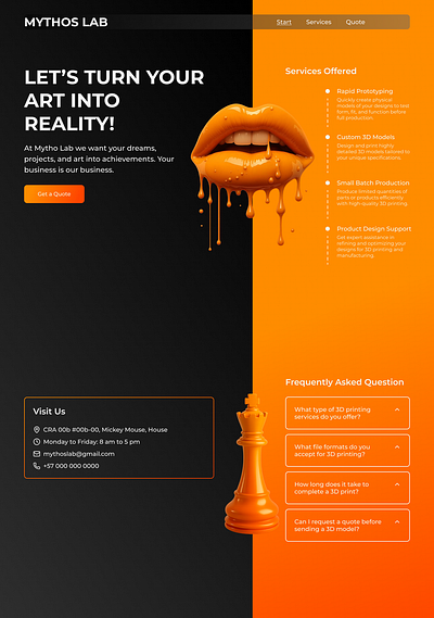 Simple Landing Page - 3D Printing branding ui