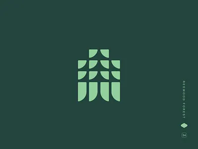 Redwood Forest abstract forest calming geometric eco branding evergreen trees forest inspired logo forest pattern geometric nature geometric trees minimalist forest modern woodland mosaic logo natural abstraction northwest identity pacific northwest design pnw design style redwood inspired simple nature mark stained glass logo stylized landscape tree repetition