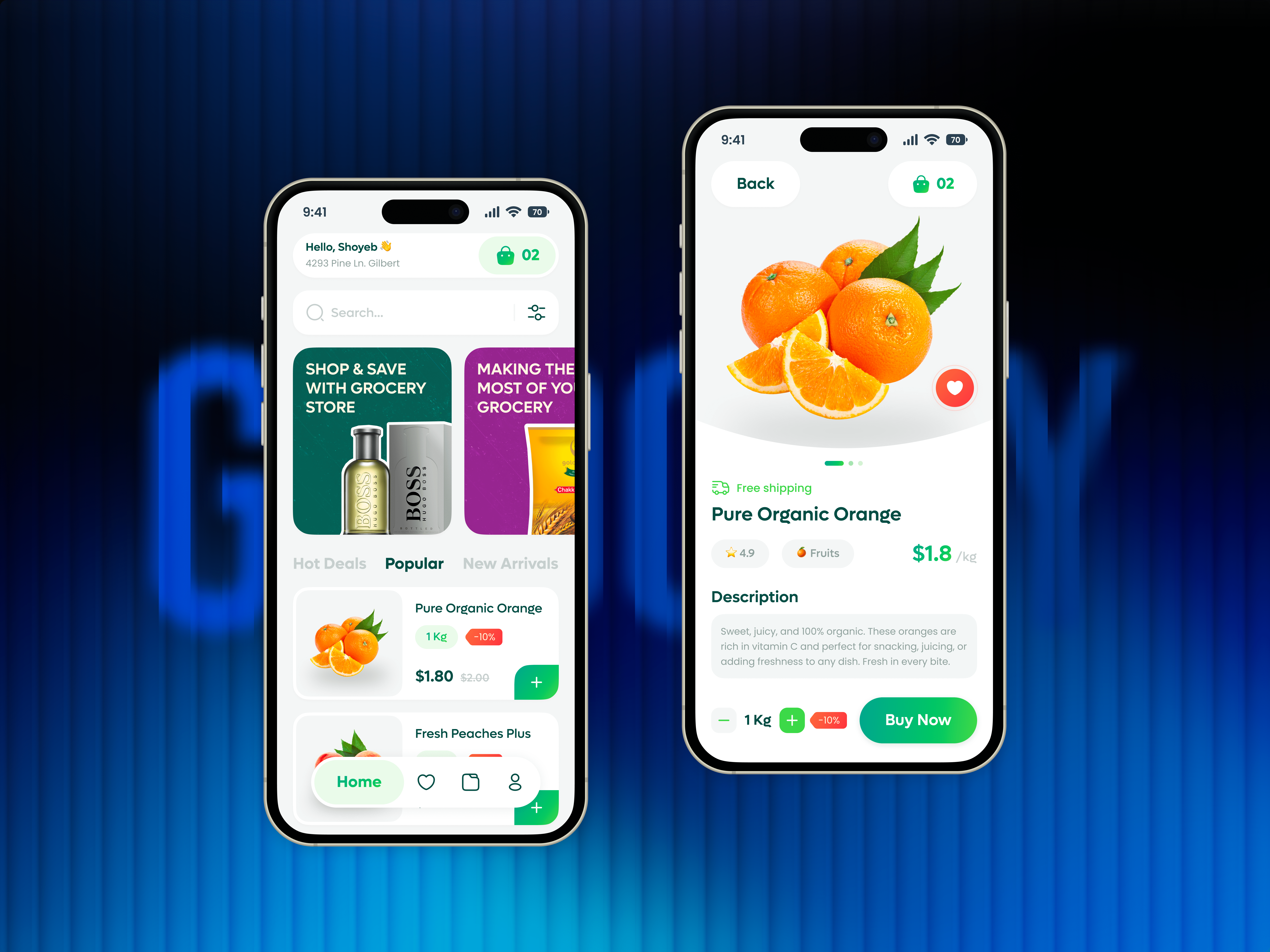 Grocery Mobile App ai app cart ui checkout flow ecommerce app food grocery app ios minimal design mobile app modern ui offer banner online shopping product details product page retail app shopping app smart buy super shop uidesign uiux