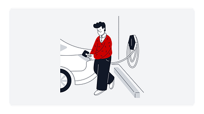 Electric Vehicle Charging, Vector Illustrations in Minimal Style visual storytelling
