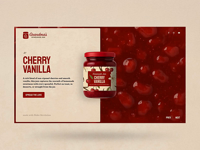 Homemade Jam – Gourmet Food Product Slider for WordPress apple blueberry cherry ginger hero image homemade jam lavender marmalade peach slider slider revolution splitscreen ui ux