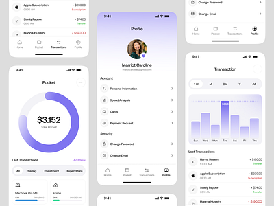 MeBank - Another Page banking app chart finance finance app finance mobile app financial fintech mobile apps mobile ui money pie chart pocket profile savings transaction