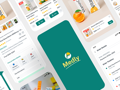 Medly – Healthcare Mobile App Figma UI Kits app booking app diagnosis app doctor app doctor consultation ecommerce app epharmacy app figma free download healthcare app medly mobile app pharmacy app premium telemedicine app ui template uikits welness app