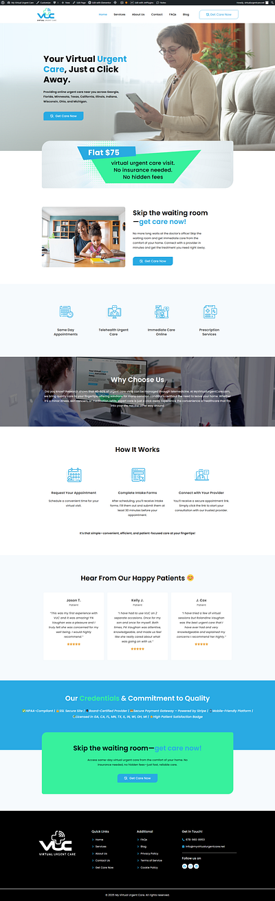 Virtual care WordPress website development healthcare landing page design hipaa compliant website design medical website uiux design modern website octor appointment website online doctor website wordpress ui design urgent care website responsive website design wordpress health clinic website wordpress webiste