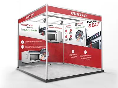 Shell Scheme Tradeshow Booth Design for Microwave Manufacturer backdrop banner banner design design exhibit expo design graphic design home appliance microwave roll up banner tradeshow tradeshowbanner tradeshowdesign