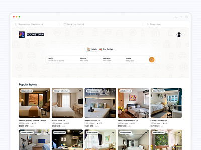 Hotel Booking SaaS Dashboard Design adventure booking dashboard hotel journey minimal modern onboarding roomstorm saas saasfactor search smart search top design agency travel travel app travel ticket ui ux website