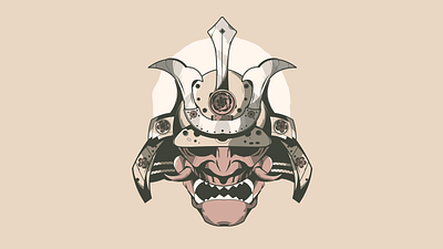 Samurai helmet cherry blossoms hannya mask helmet japan illustration japanese art oni mask samurai samurai helmet