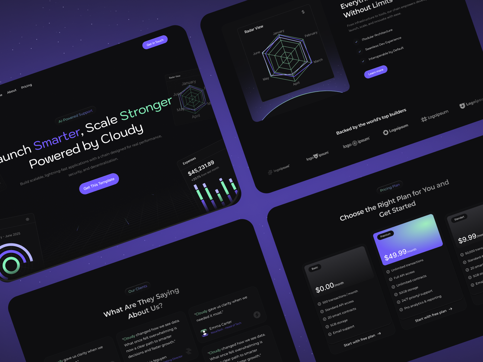 Animated Hero Section - Web3 agency ai animation blockchain crypto dark data design green illustration modern motion graphics solana ui web3