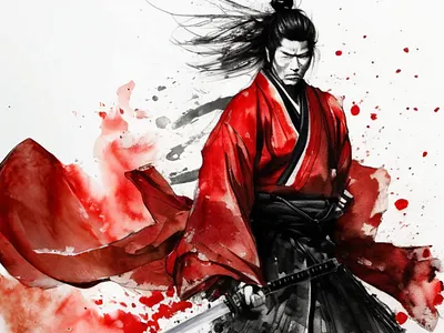 Bushido - Samurai Warrior Spirit abstract bushido digital art graphic design illustration portrait samurai spirit samurai warrior surrealistic