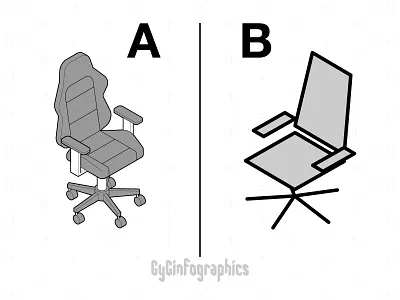 Chair VS Chair. A or B? a or b adobe illustrator blueprint building chair contest isometric isometric art magazine office roller coaster scale systematic design tech technical drawing technical graphics technical illustration thread vector graphics vs