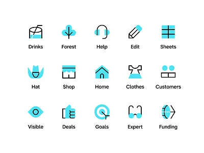 Icons. 32px. Color. blue brand branding color cyan glasses graphic design grid icon icon set iconography icons illustration