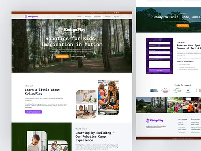KodigoPlay — Summer Robotics for Curious Minds branding camp design kids landing landing page logo robotics summer ui website