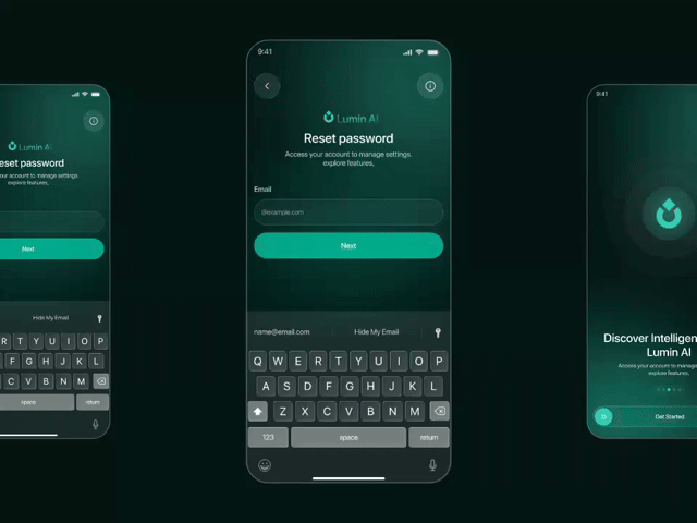 LuminAI – AI Chat Assistant App UI Design with Liquid Glass aiapp app chatapp dailyui daly ui darku design futuristicdesign liquid glass luminai mobile app mobiledesign ui ux web3