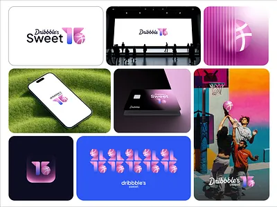 Dribbble's Sweet 16 birthday shot 🎉 anniversary birthday branding dribbble dribbbles sweet 16 logo design