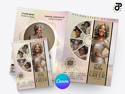 Heavenly Paradise Obituary Canva Template mockup presentation