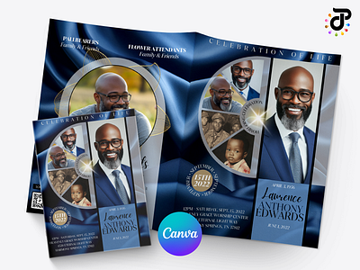 Elegantly Royal Obituary Canva Template mockup presentation