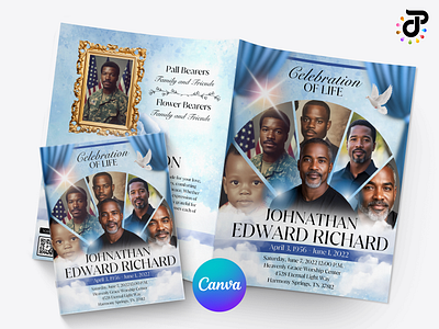 Tranquil Waters Obituary Canva Template mockup presentation