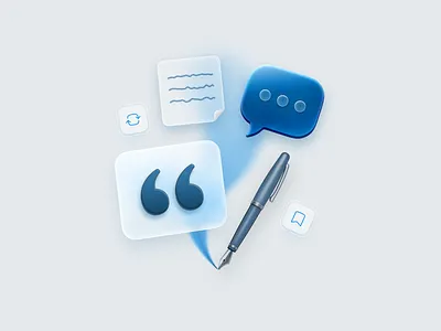 Quotecard illustration art blue brand identity branding card cool feature fountain pen glass graphic design hero illustration ink neutral note paper pen visual design visual identity