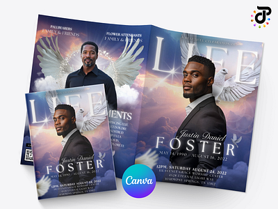 Eternal Amethyst Obituary Canva Template mockup presentation