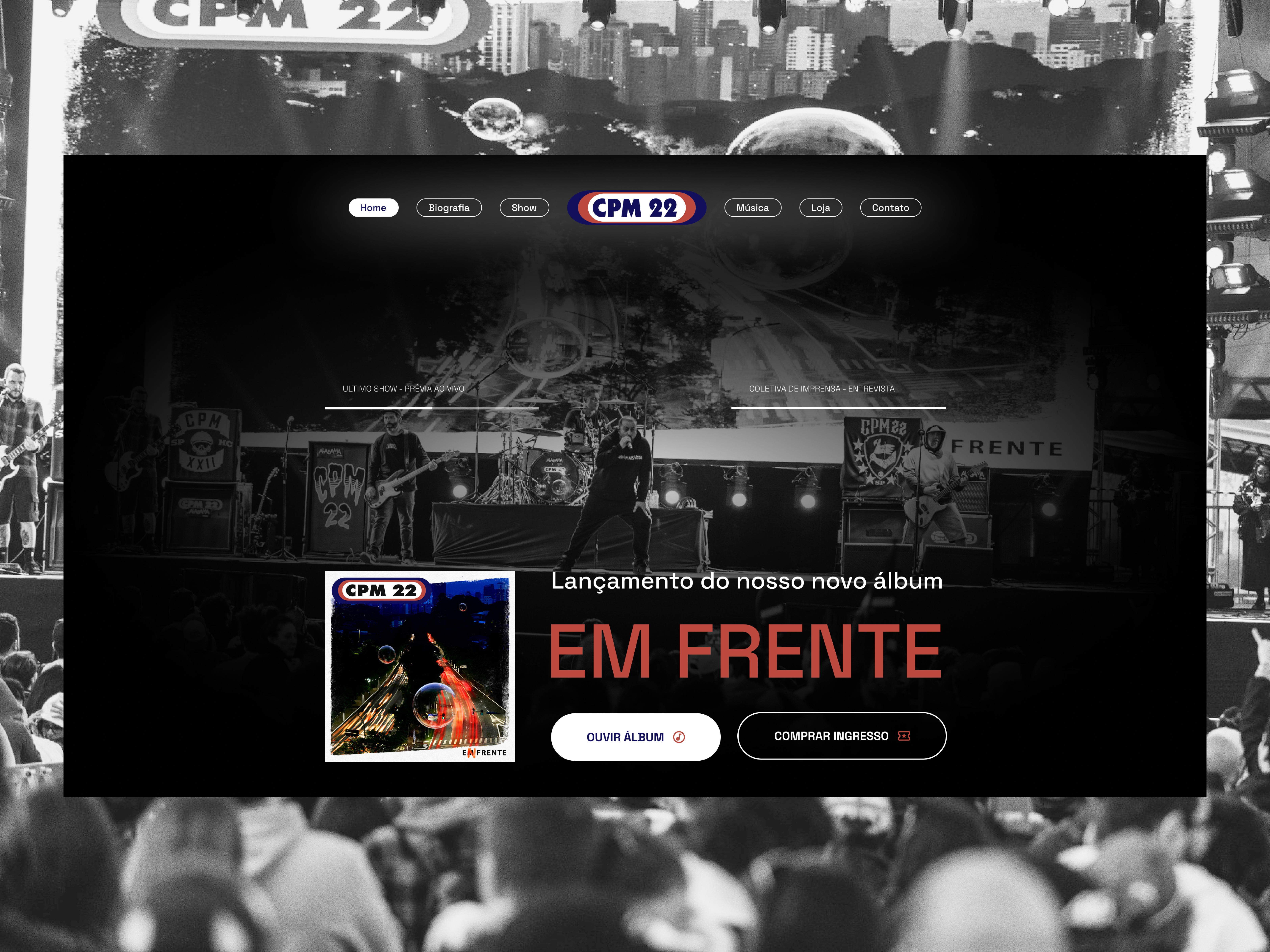 Hero Section - CPM 22 art directed band branding cpm22 design editorial design graphic design hero section music rock ui user interface web design